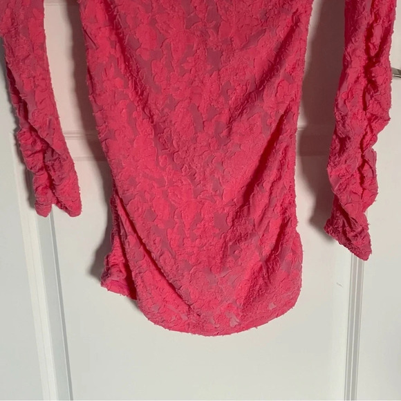 New! Free People long gathered sleeve lace mock neck Dress nwot 18588 - Picture 8 of 12